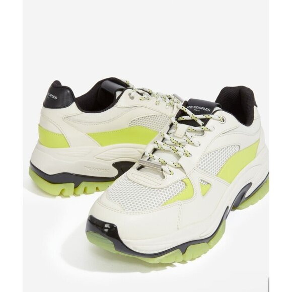 NIB THE KOOPLES Women’s White‎ Chunky-Soled Leather Trainers, Dad Sneakers FR 38 - Picture 1 of 9